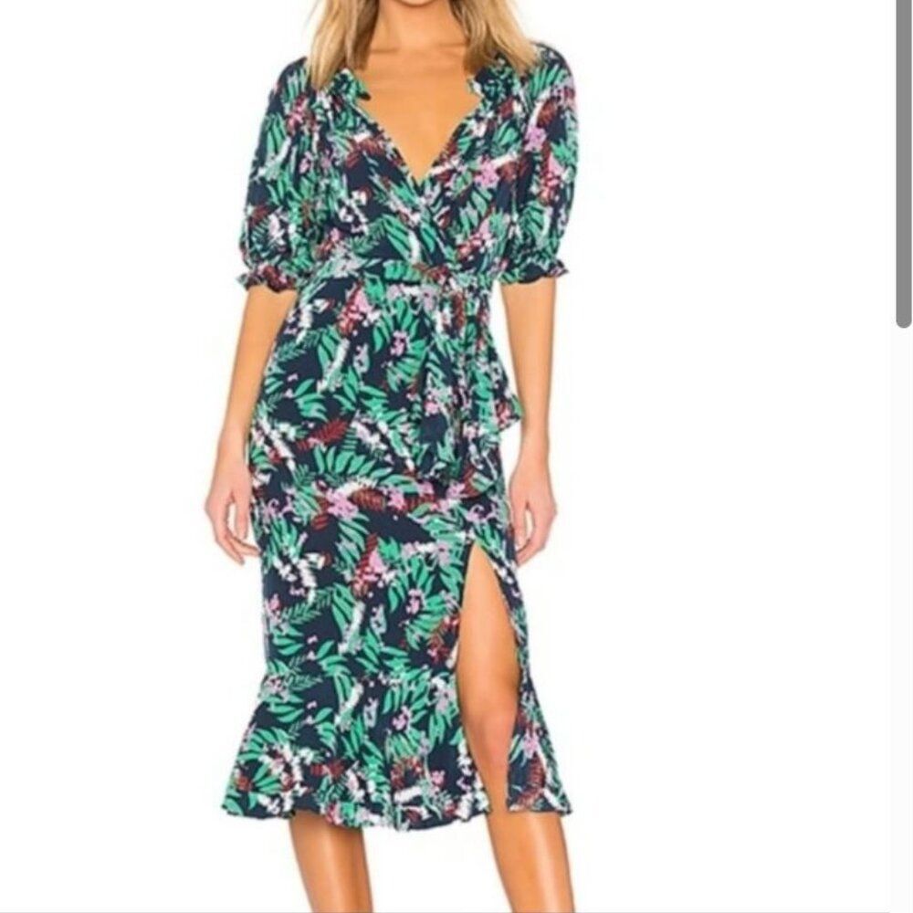 Saloni Olivia Dress Silk SZ 0 Floral Elegant Cocktail Wedding